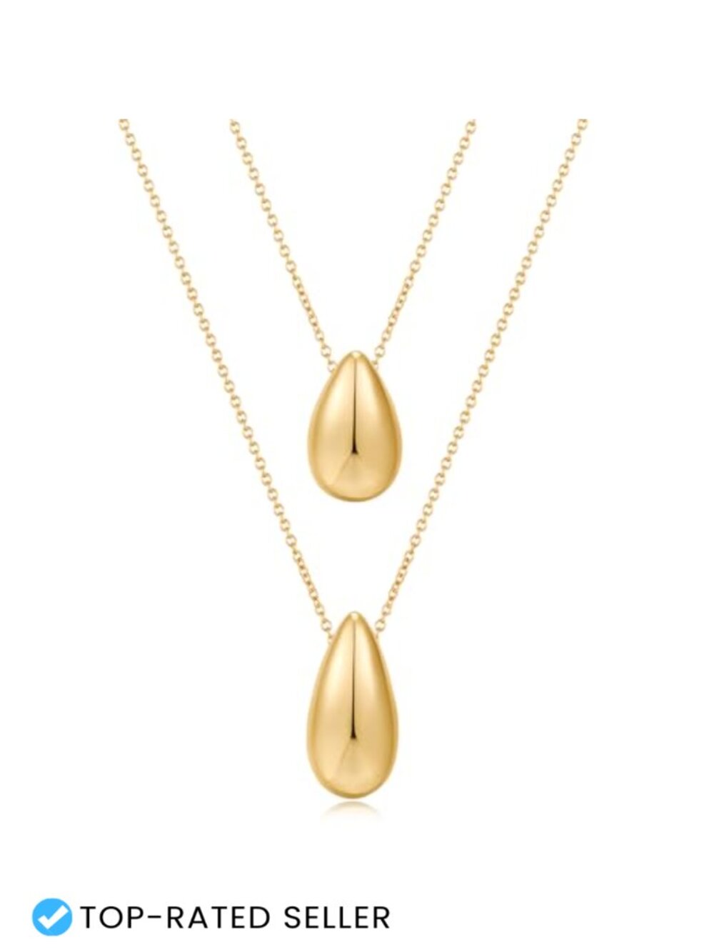 Layered Gold Necklace Set for Women 14K Gold Plated Teardrop Pendant Trendy